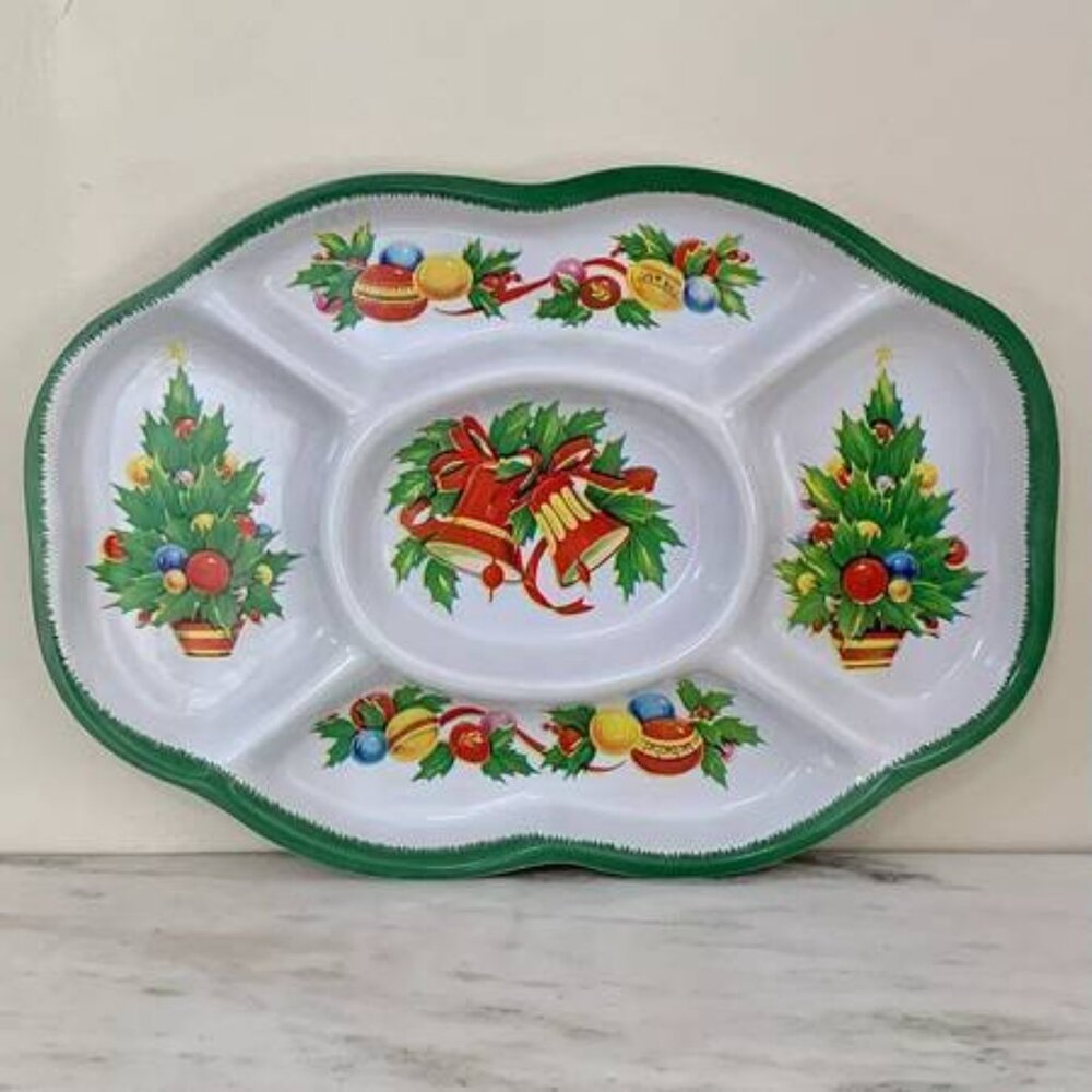 VTG Christmas Oval Divided Serving Platter